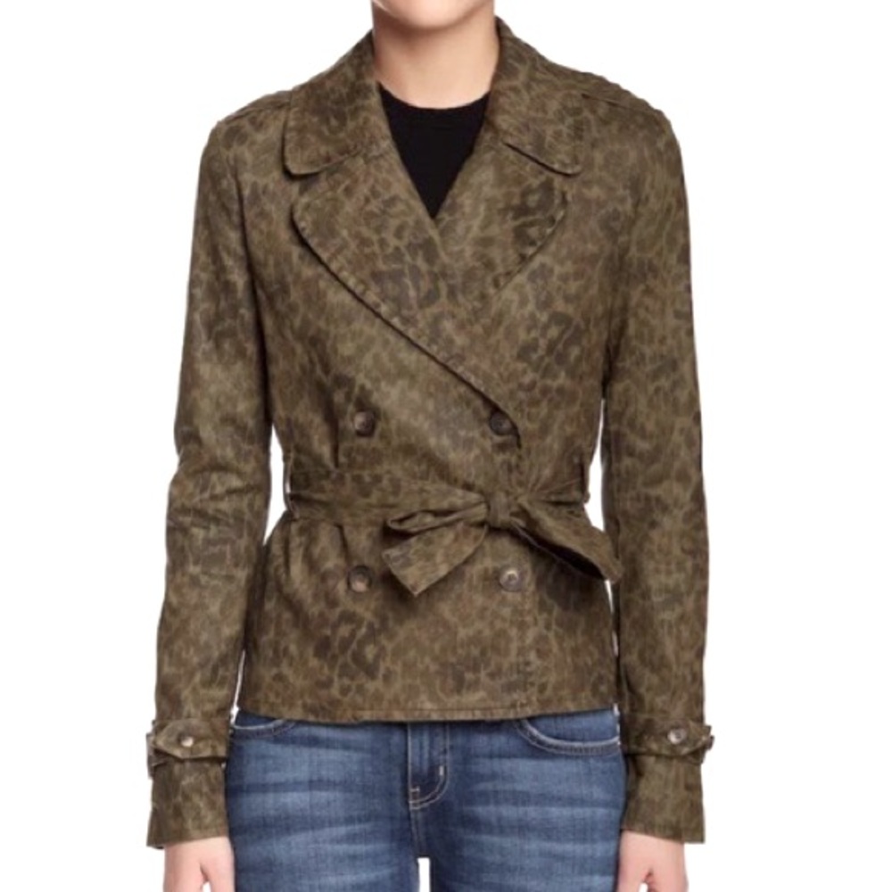 Current/Elliot Auburn Trench Dirty Paws Leopard Snakeskin Jacket